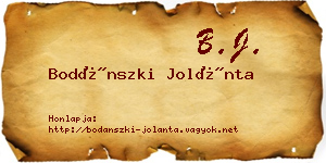 Bodánszki Jolánta névjegykártya